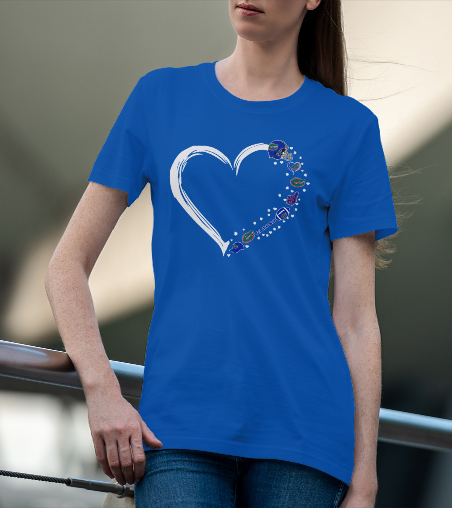 Florida Gators Love Heart Helmet Fan Symbols T-Shirt