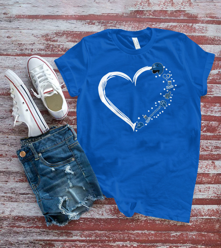 Kansas City Royals Heart Logo Fan Stars And Helmets T-Shirt