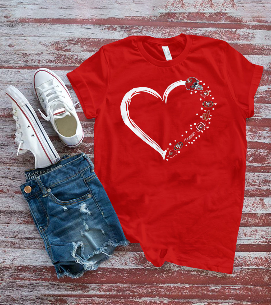 San Francisco 49ers Heart Design With Helmet T-Shirt