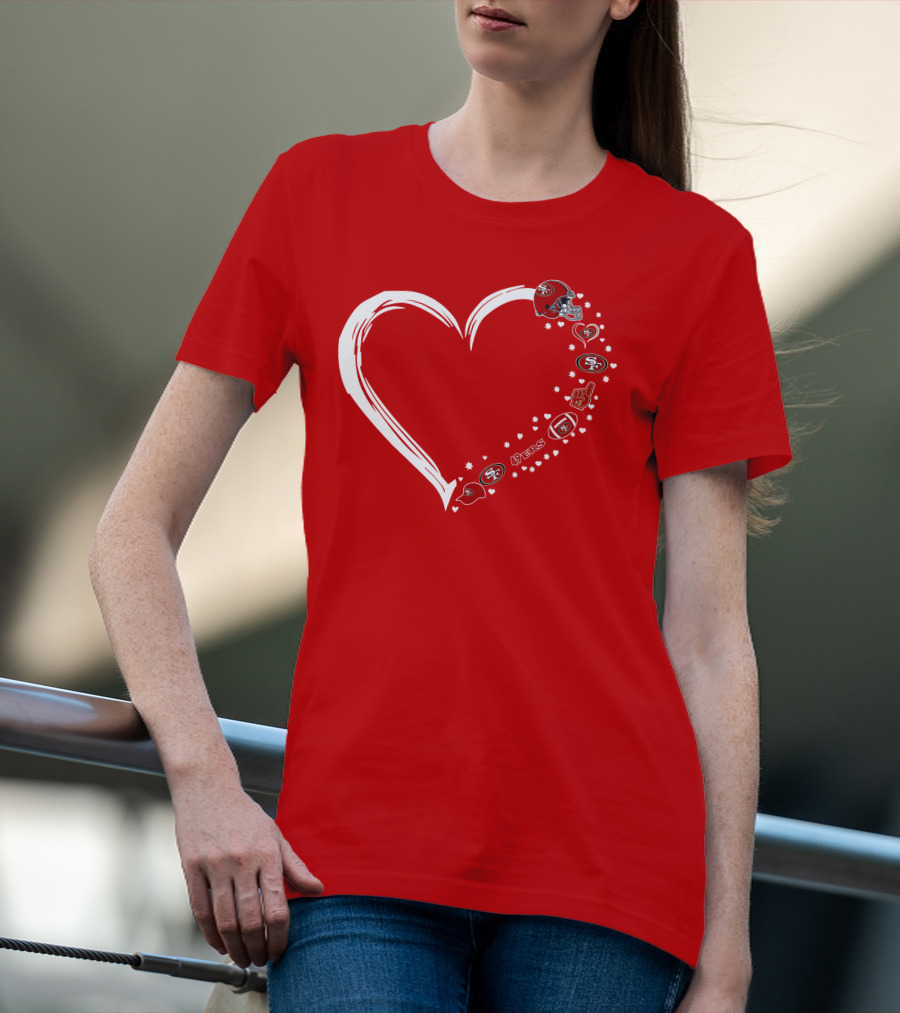 San Francisco 49ers Heart Design With Helmet T-Shirt