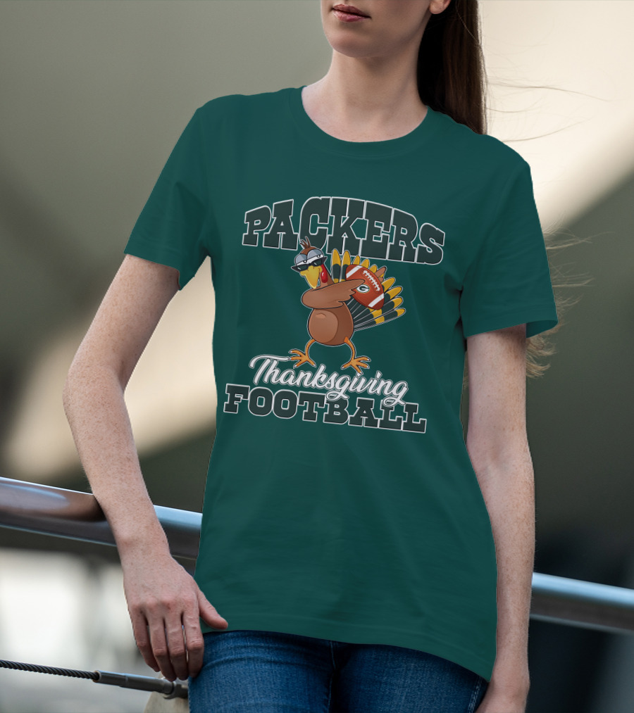 Packers Thanksgiving Football Turkey With Sunglasses T-Shirt