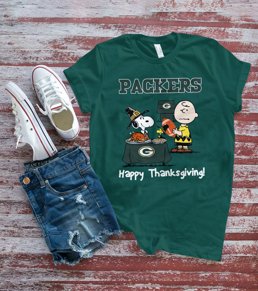 Packers Snoopy Charlie Brown Happy Thanksgiving T-Shirt