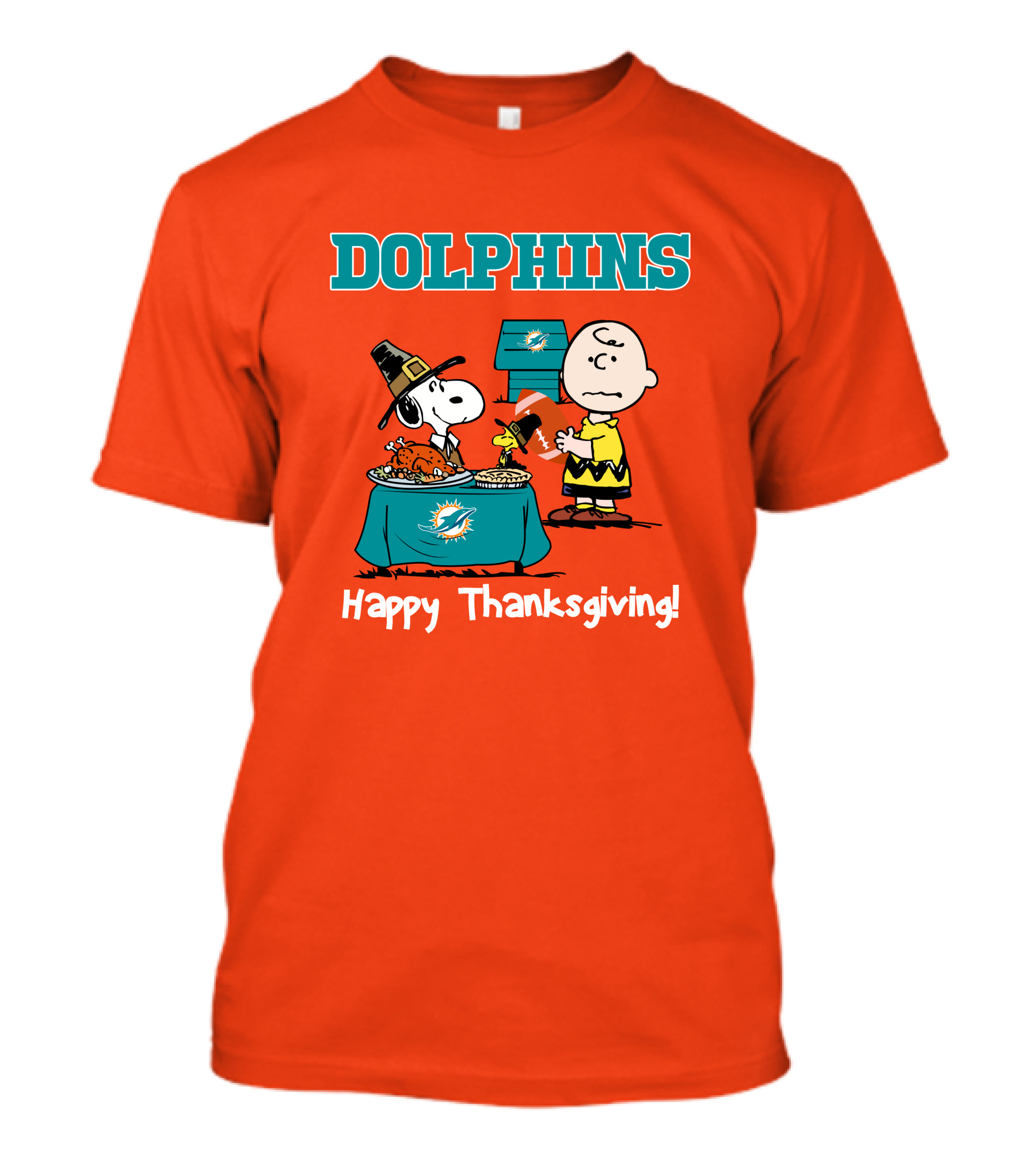 Dolphins Snoopy Charlie Brown Happy Thanksgiving Miami T-Shirt
