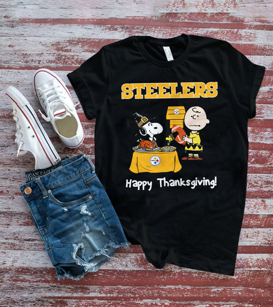 Steelers Snoopy Charlie Brown Happy Thanksgiving T-Shirt