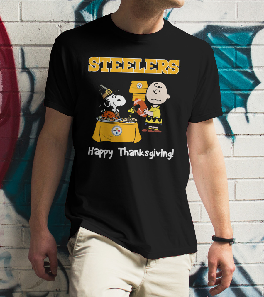 Steelers Snoopy Charlie Brown Happy Thanksgiving T-Shirt