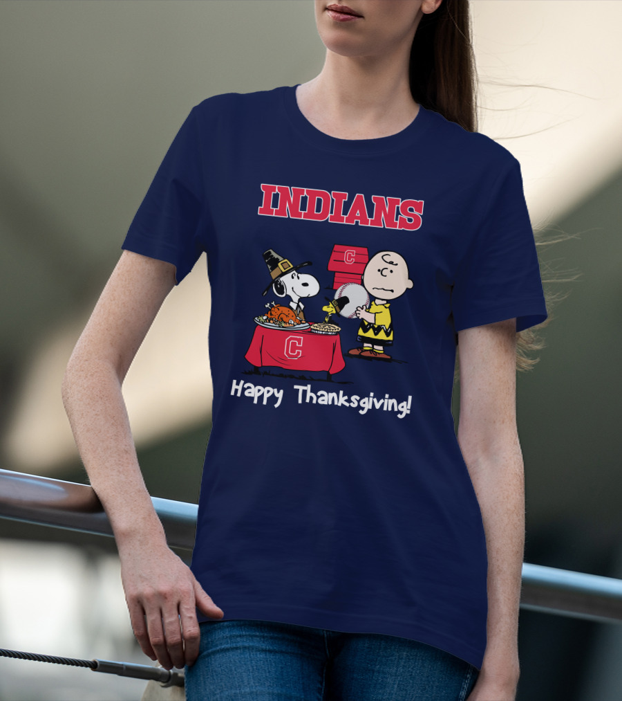Indians Snoopy Happy Thanksgiving Charlie Brown Peanuts T-Shirt