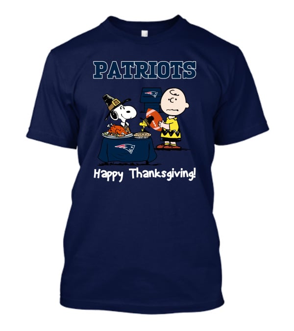 New England Patriots Snoopy Charlie Brown Happy Thanksgiving Football T-Shirt