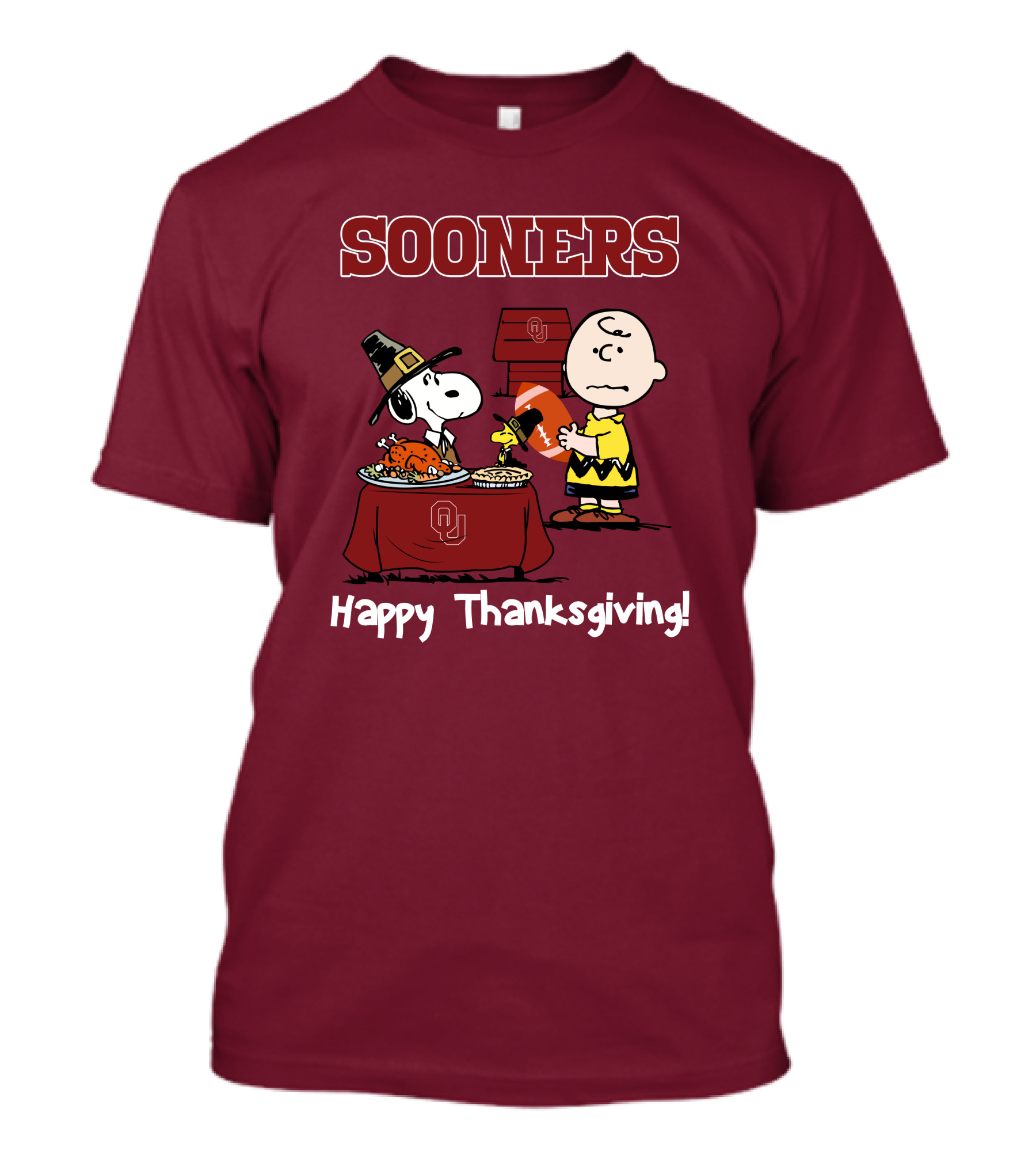 Sooners Happy Thanksgiving Snoopy And Charlie Brown T-Shirt