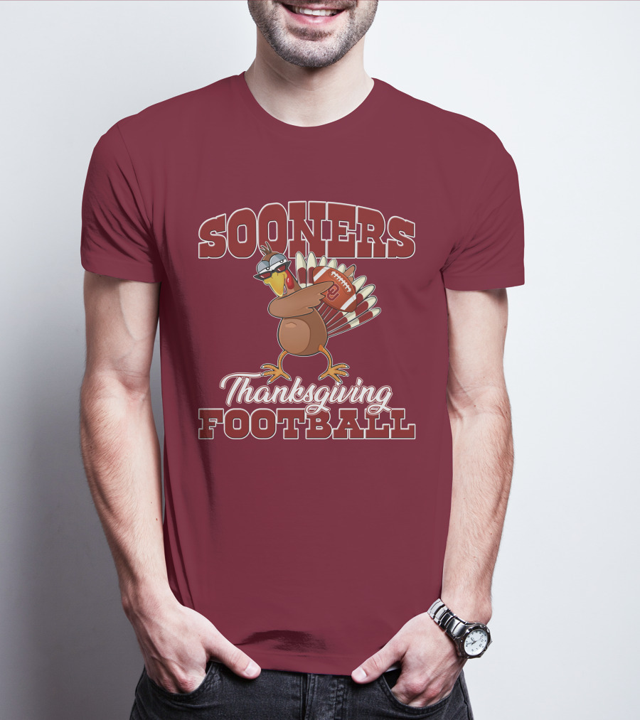 Sooners Thanksgiving Football Turkey In Sunglasses T-Shirt