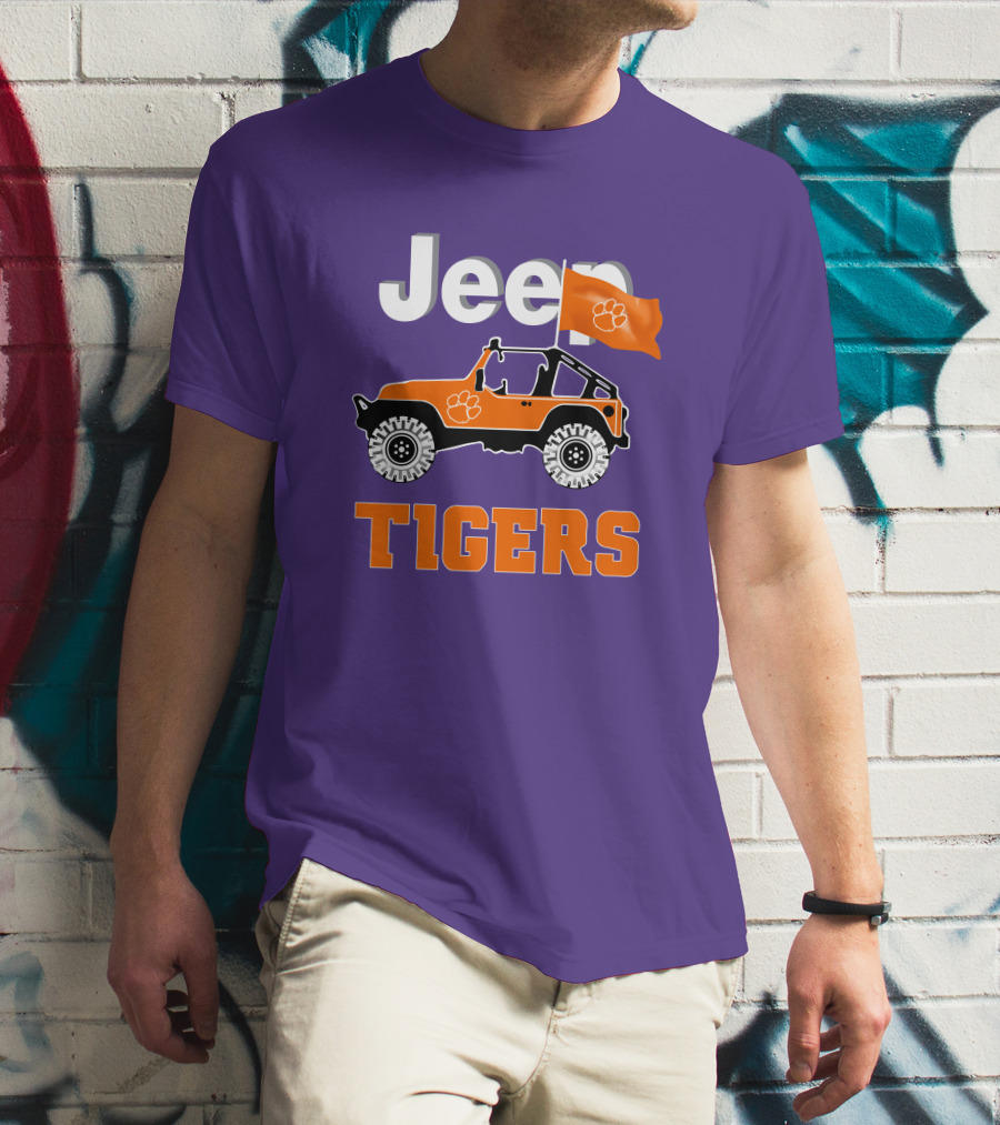 Jeep Clemson Tigers Paw Print Off-Road Enthusiast Flag T-Shirt