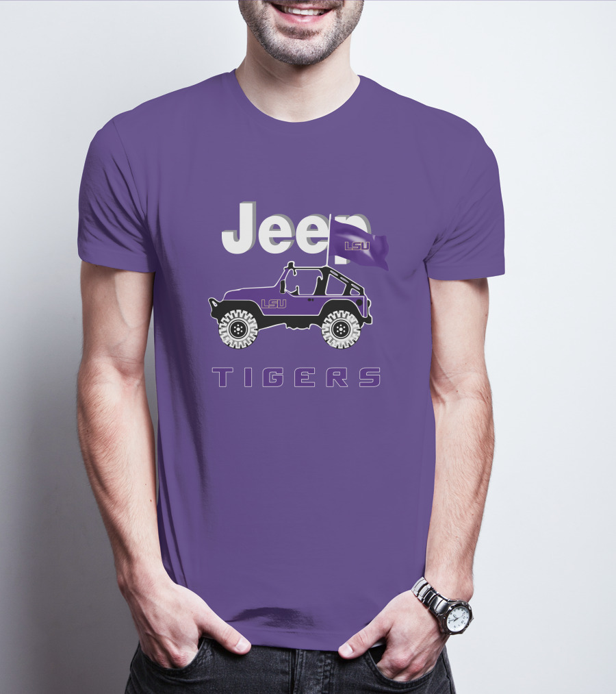 Jeep Lsu Tigers Purple Flag T-Shirt