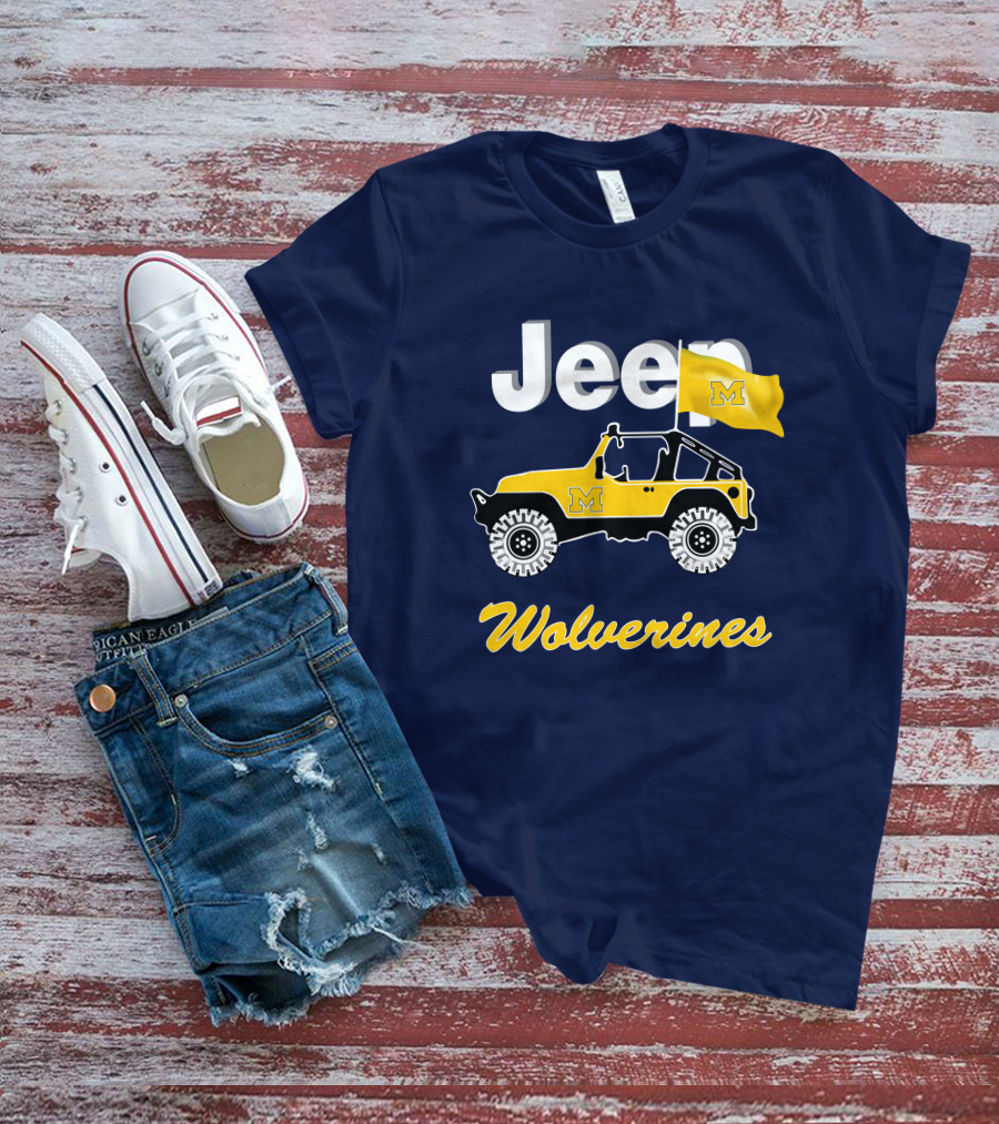 Jeep Michigan Wolverines M Flag Yellow T-Shirt