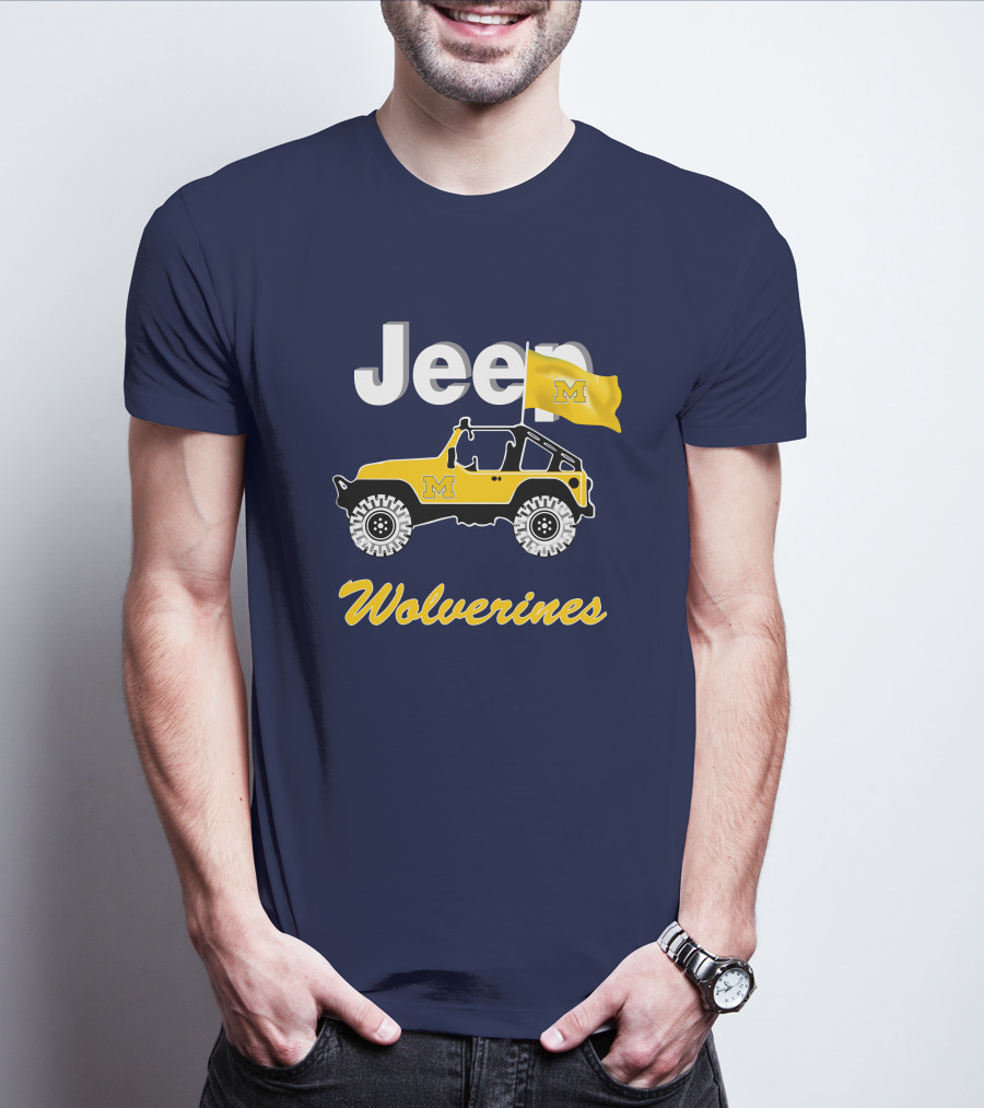 Jeep Michigan Wolverines M Flag Yellow T-Shirt