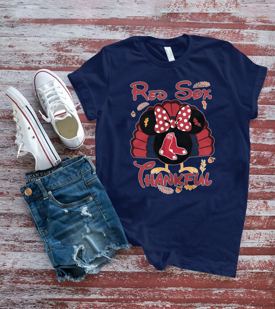 Red Sox Thankful Minnie Thanksgiving Turkey T-Shirt
