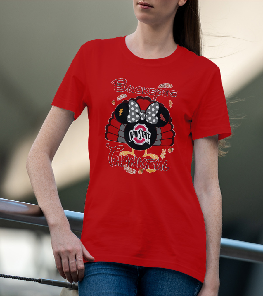 Buckeyes Thankful Ohio State Minnie Thanksgiving T-Shirt
