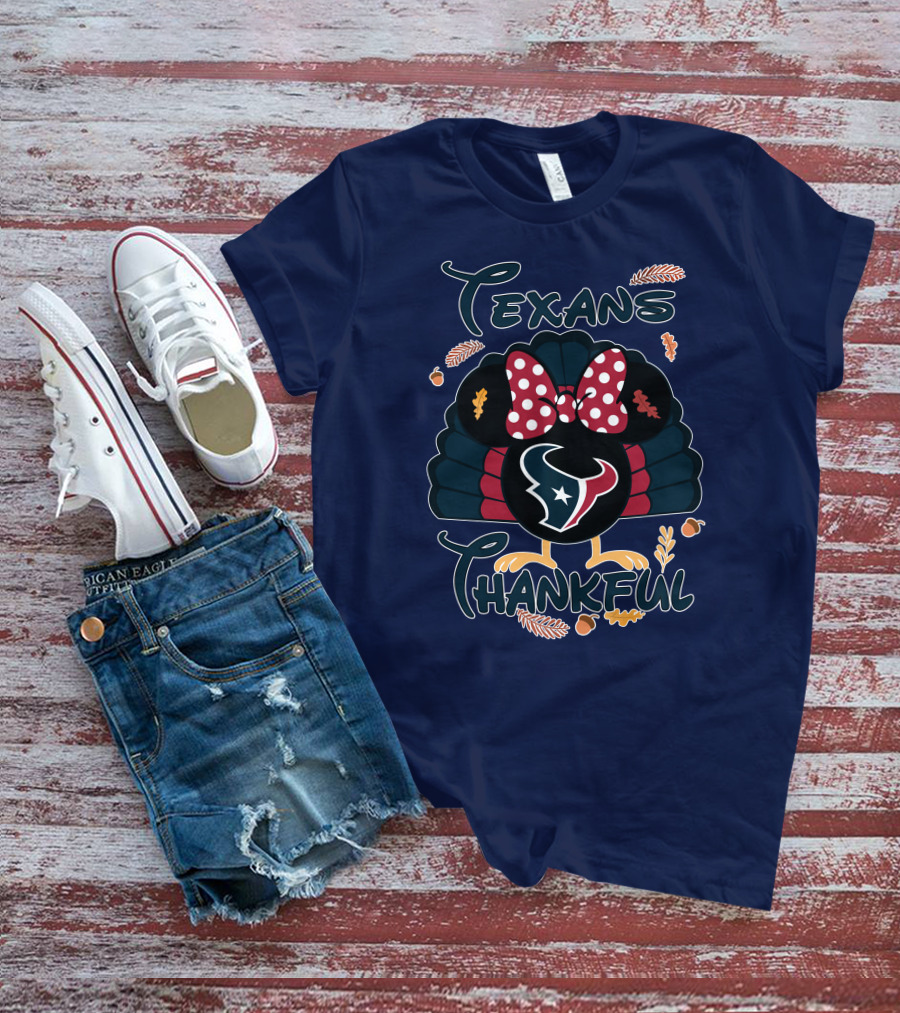 Texans Thankful Minnie Thanksgiving Turkey T-Shirt