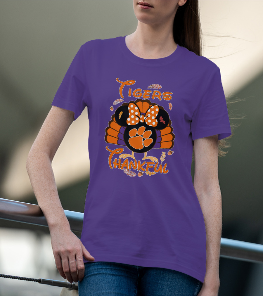 Tigers Thankful Clemson Minnie Thanksgiving T-Shirt