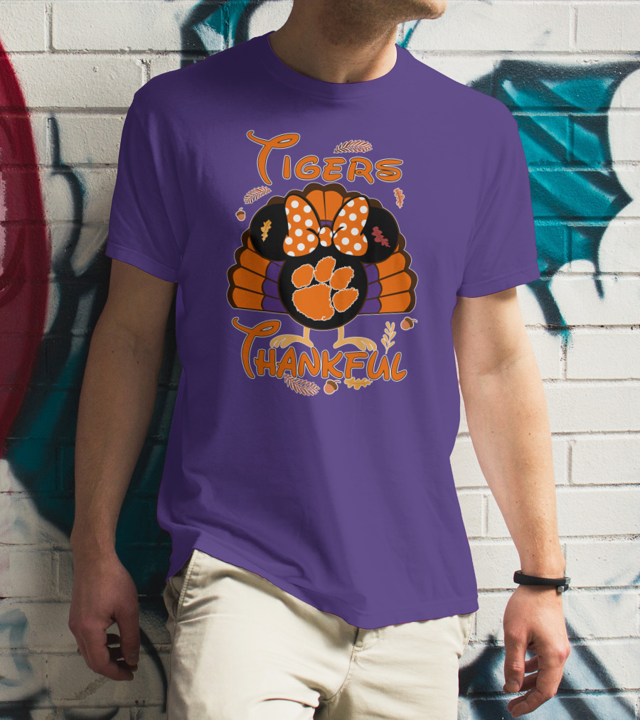 Tigers Thankful Clemson Minnie Thanksgiving T-Shirt