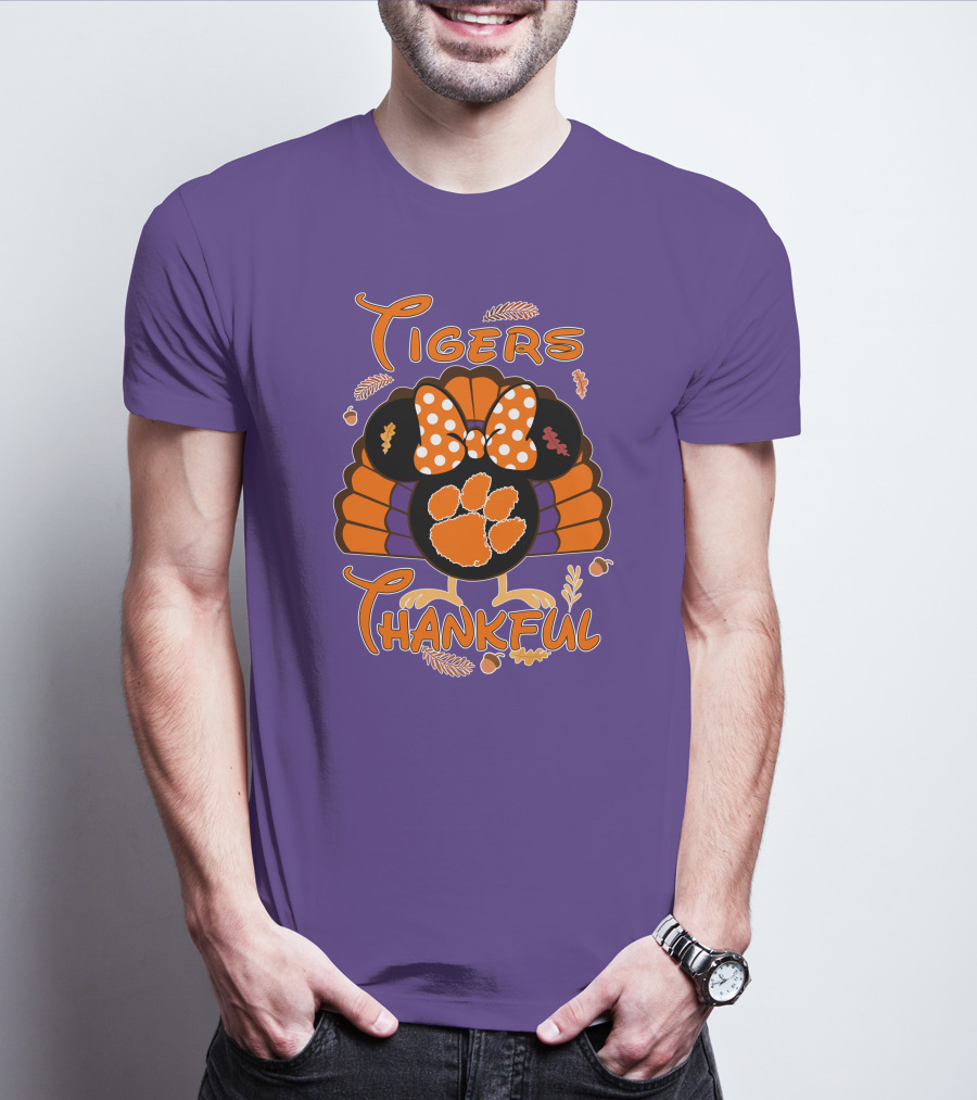Tigers Thankful Clemson Minnie Thanksgiving T-Shirt