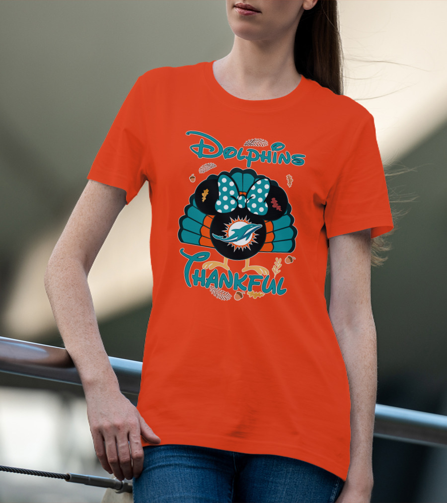 Miami Dolphins Thankful Minnie Thanksgiving T-Shirt