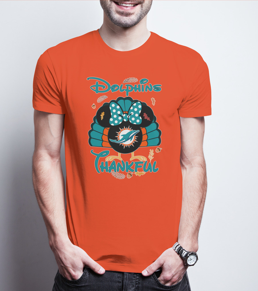 Miami Dolphins Thankful Minnie Thanksgiving T-Shirt