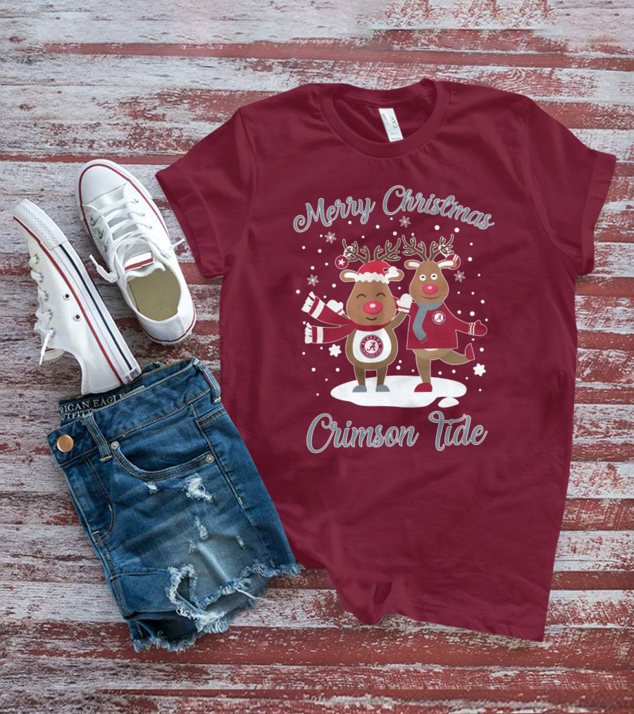 Crimson Tide Merry Christmas Reindeer T-Shirt