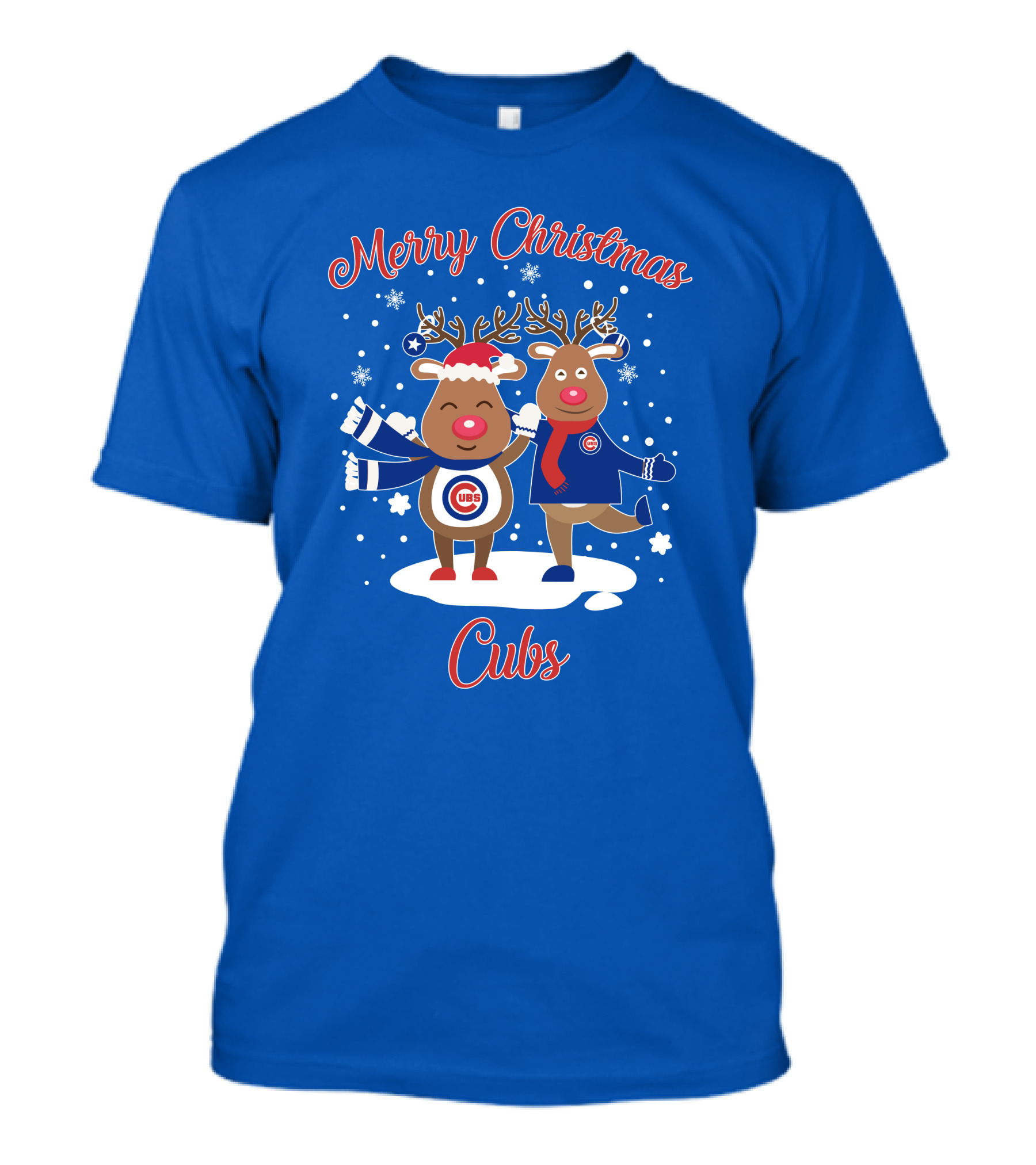 Merry Christmas Cubs Chicago Reindeer Funny Christmas T-Shirt