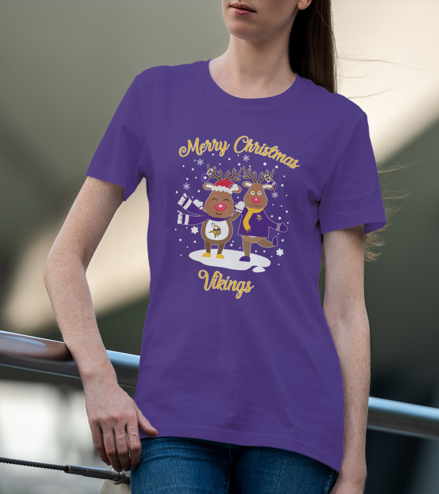 Merry Christmas Minnesota Vikings Reindeer Duo T-Shirt