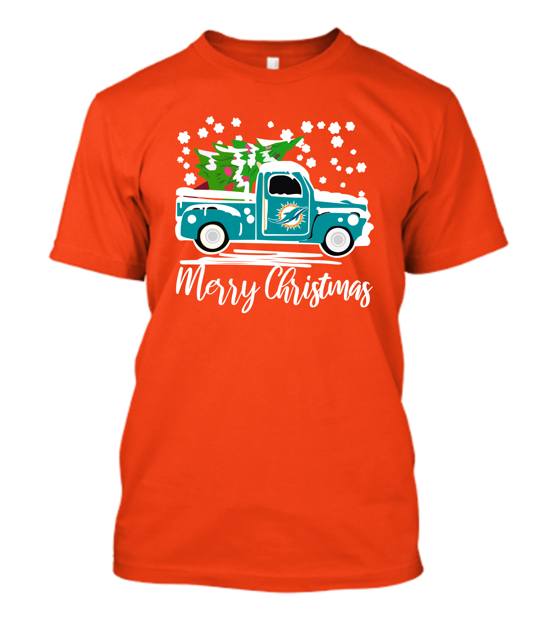 Miami Dolphins Vintage Truck Merry Christmas T-Shirt
