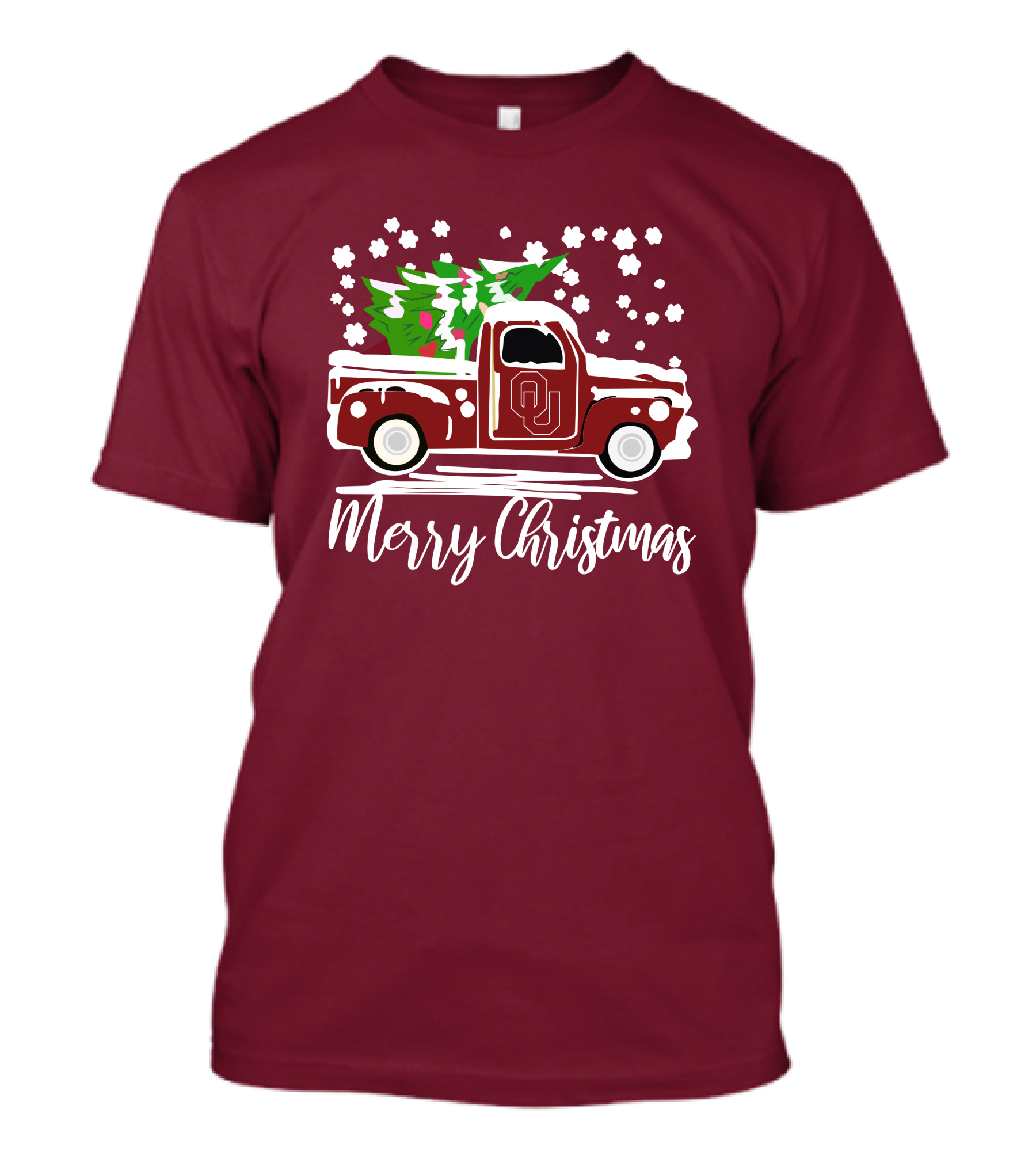 Merry Christmas Oklahoma Sooners Vintage Truck With Tree T-Shirt