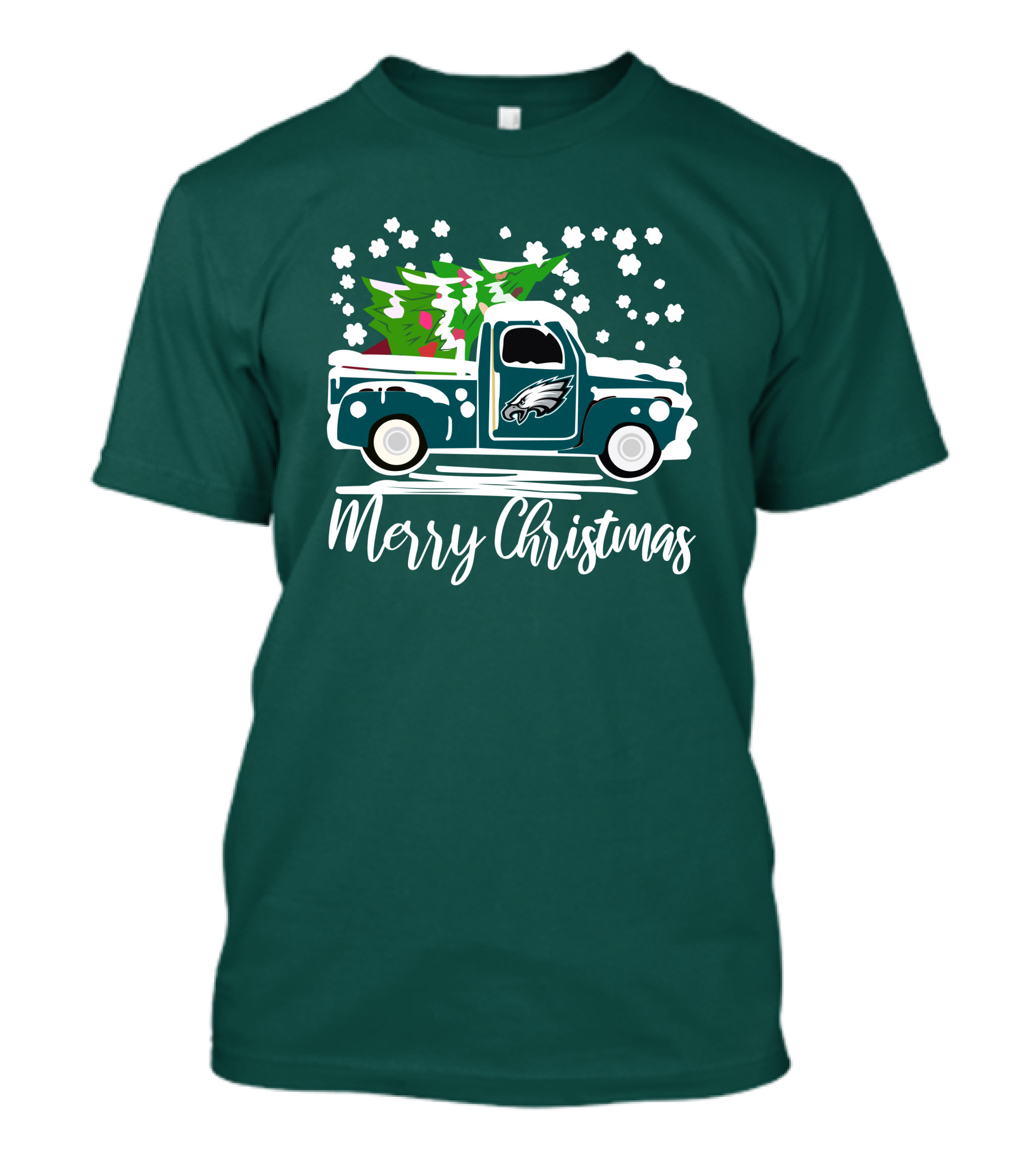 Merry Christmas Philadelphia Eagles Vintage Car Snowflakes T-Shirt