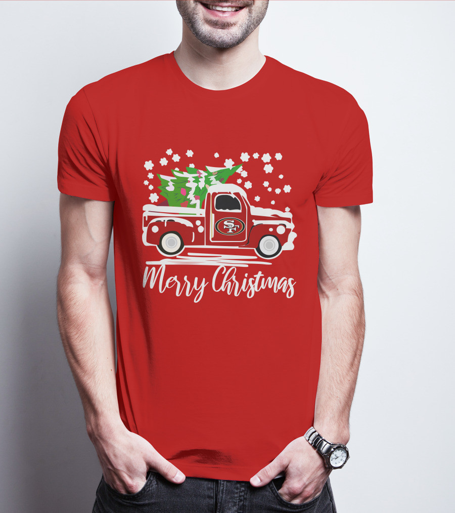 San Francisco 49ers SF Vintage Truck Merry Christmas T-Shirt