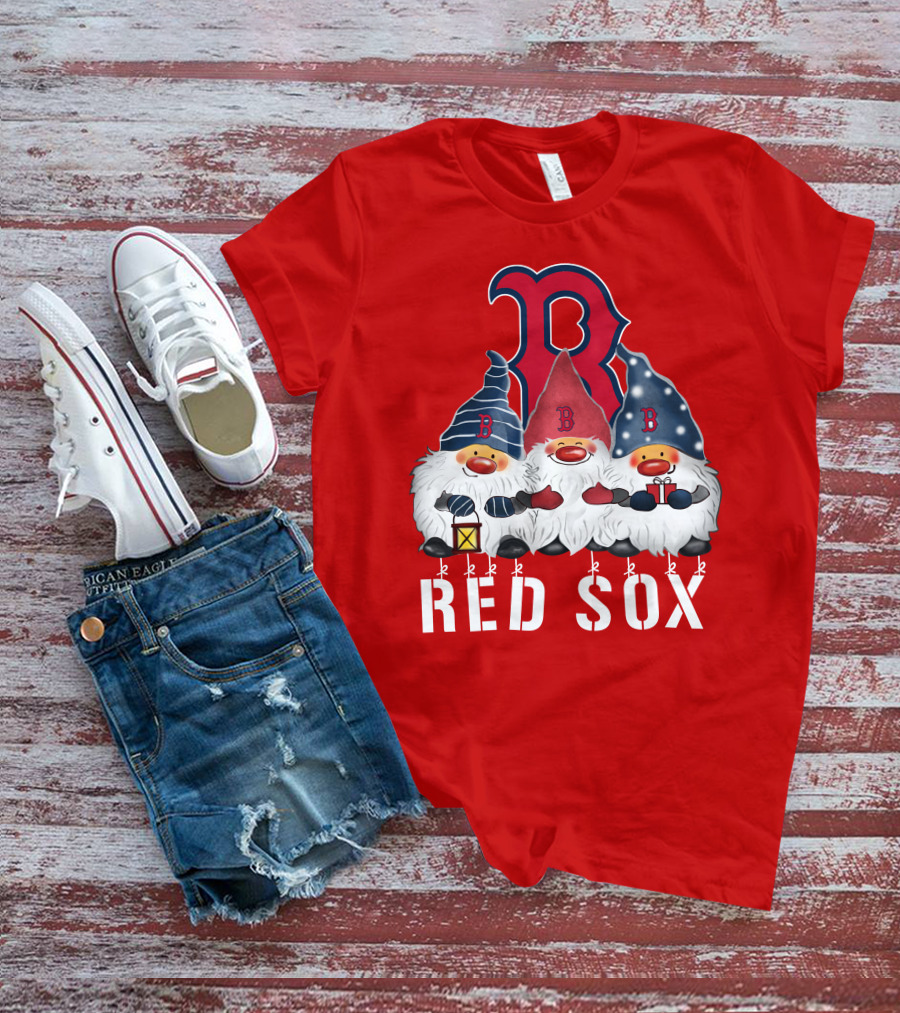Boston Red Sox Merry Christmas Happy Holidays Gnomes T-Shirt