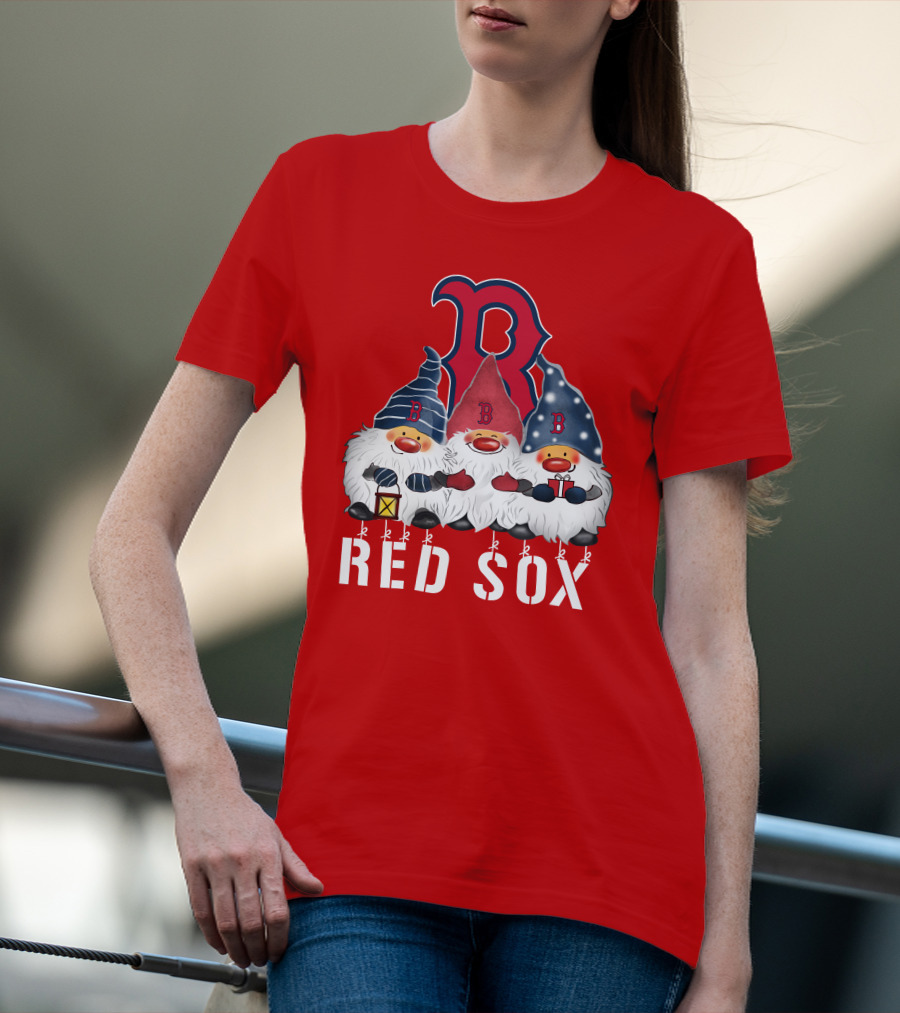 Boston Red Sox Merry Christmas Happy Holidays Gnomes T-Shirt
