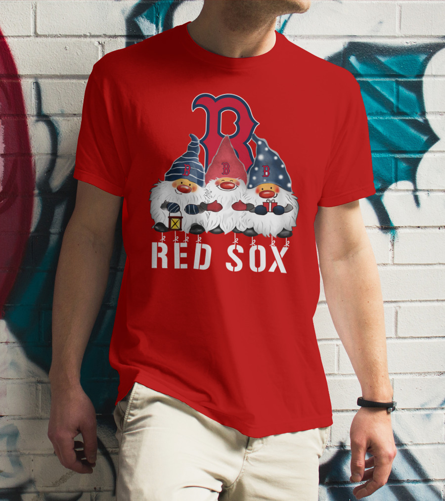Boston Red Sox Merry Christmas Happy Holidays Gnomes T-Shirt