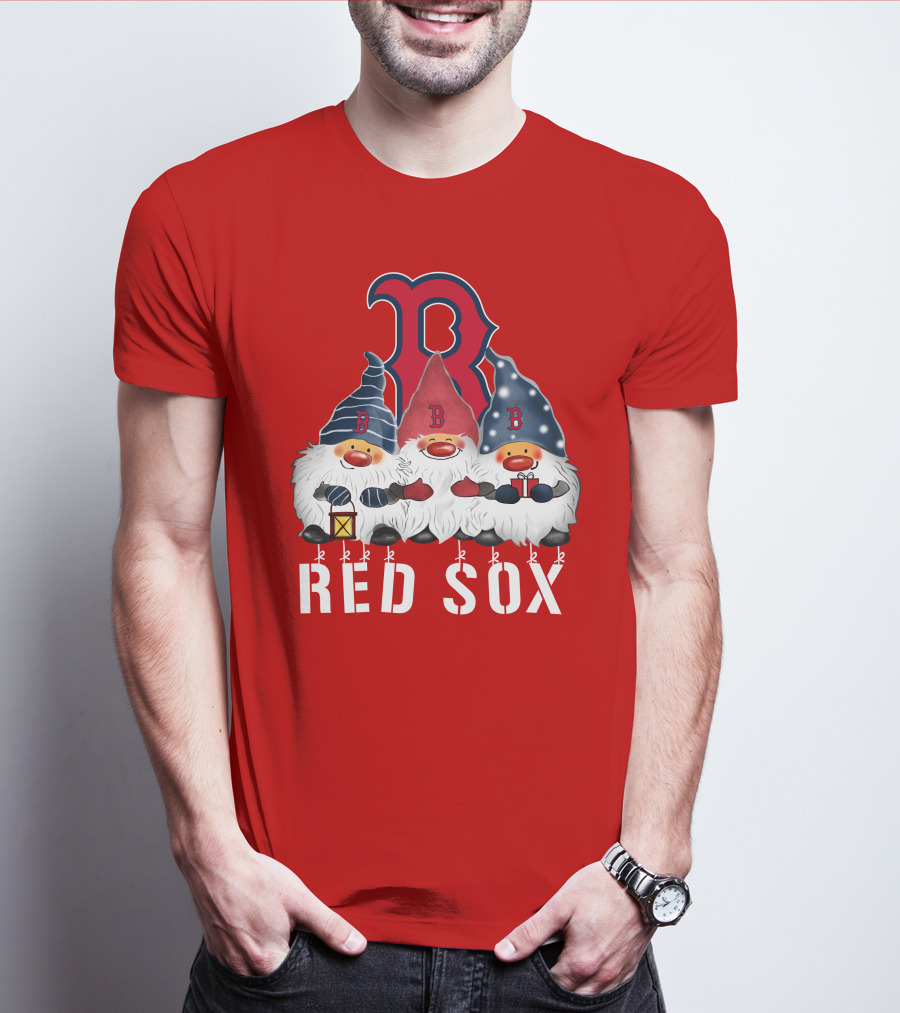Boston Red Sox Merry Christmas Happy Holidays Gnomes T-Shirt