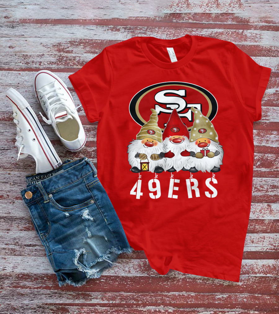 San Francisco 49ers Merry Christmas Happy Holidays Gnomes 49ers T-Shirt