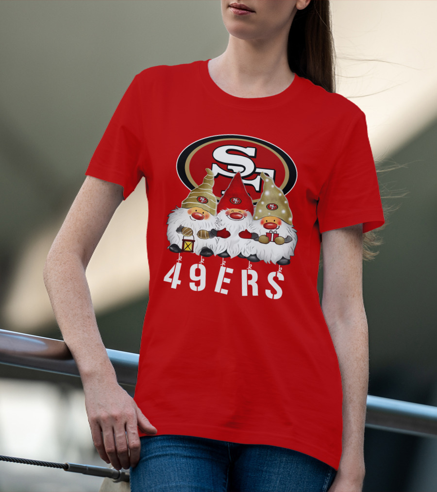 San Francisco 49ers Merry Christmas Happy Holidays Gnomes 49ers T-Shirt