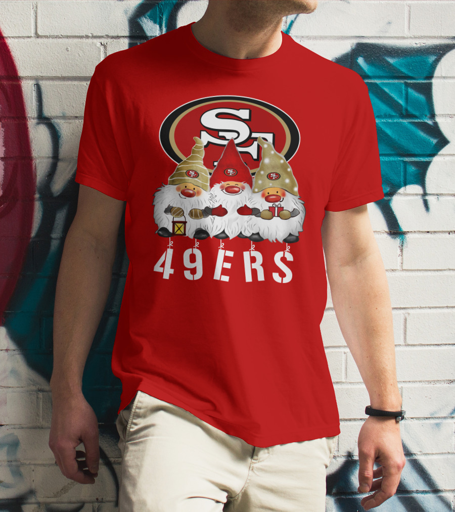 San Francisco 49ers Merry Christmas Happy Holidays Gnomes 49ers T-Shirt