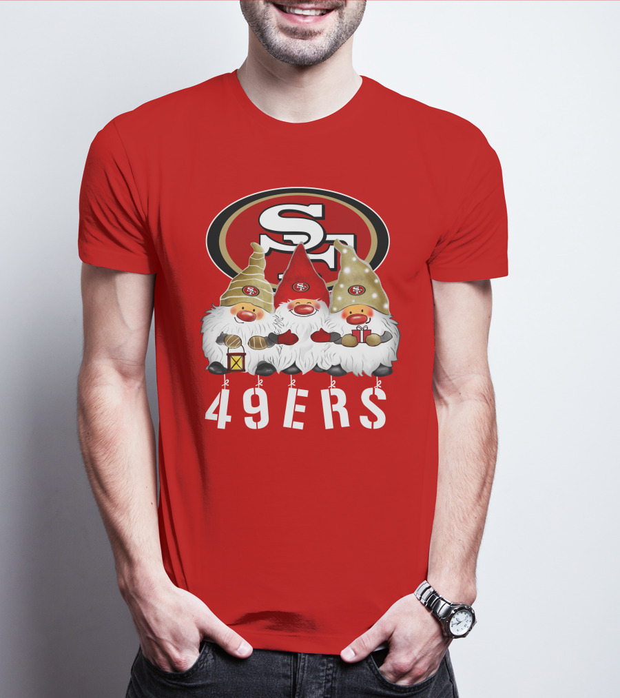 San Francisco 49ers Merry Christmas Happy Holidays Gnomes 49ers T-Shirt