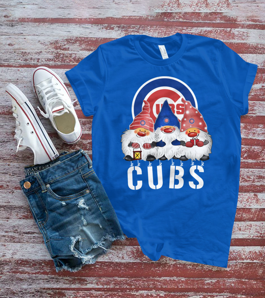 Chicago Cubs Merry Christmas Happy Holidays Festive Gnomes T-Shirt