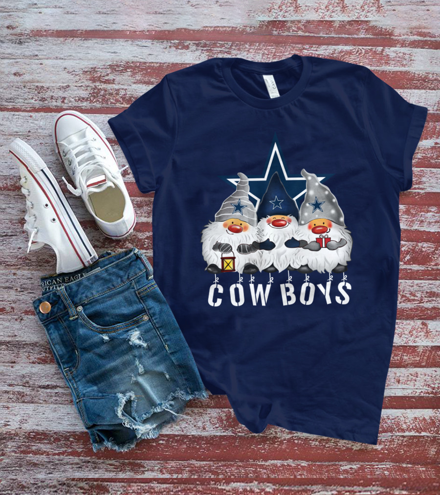 Dallas Cowboys Christmas Gnomes Merry Holidays T-Shirt