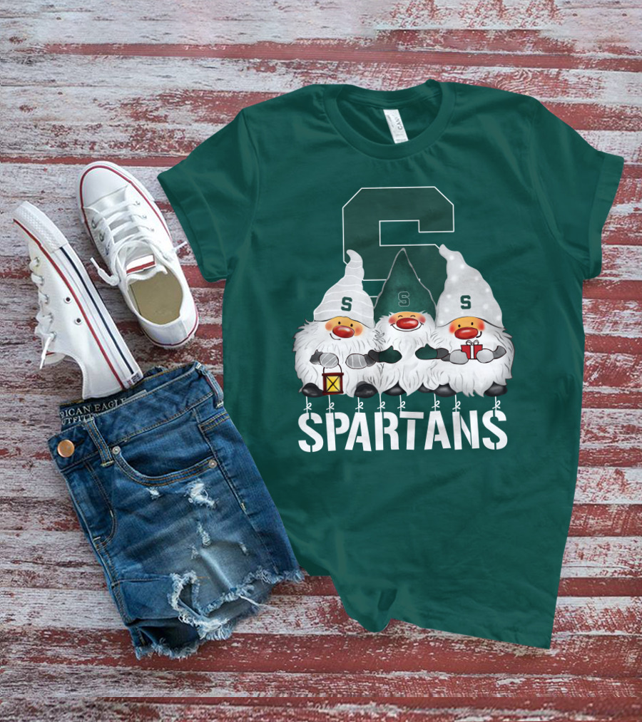 Michigan State Spartans Christmas Gnomes Holiday Celebrations T-Shirt