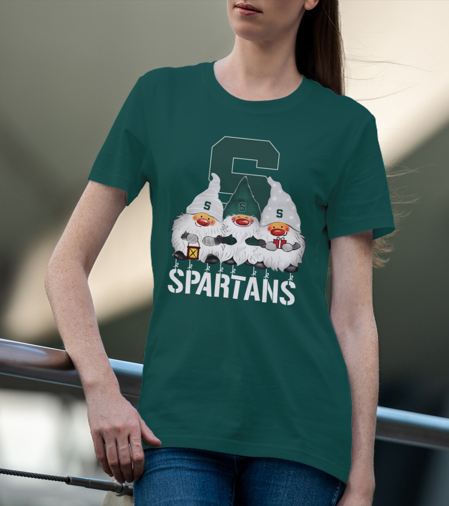 Michigan State Spartans Christmas Gnomes Holiday Celebrations T-Shirt
