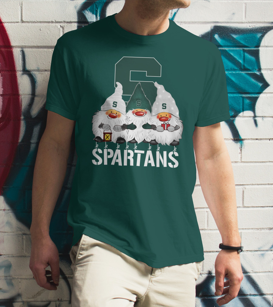 Michigan State Spartans Christmas Gnomes Holiday Celebrations T-Shirt