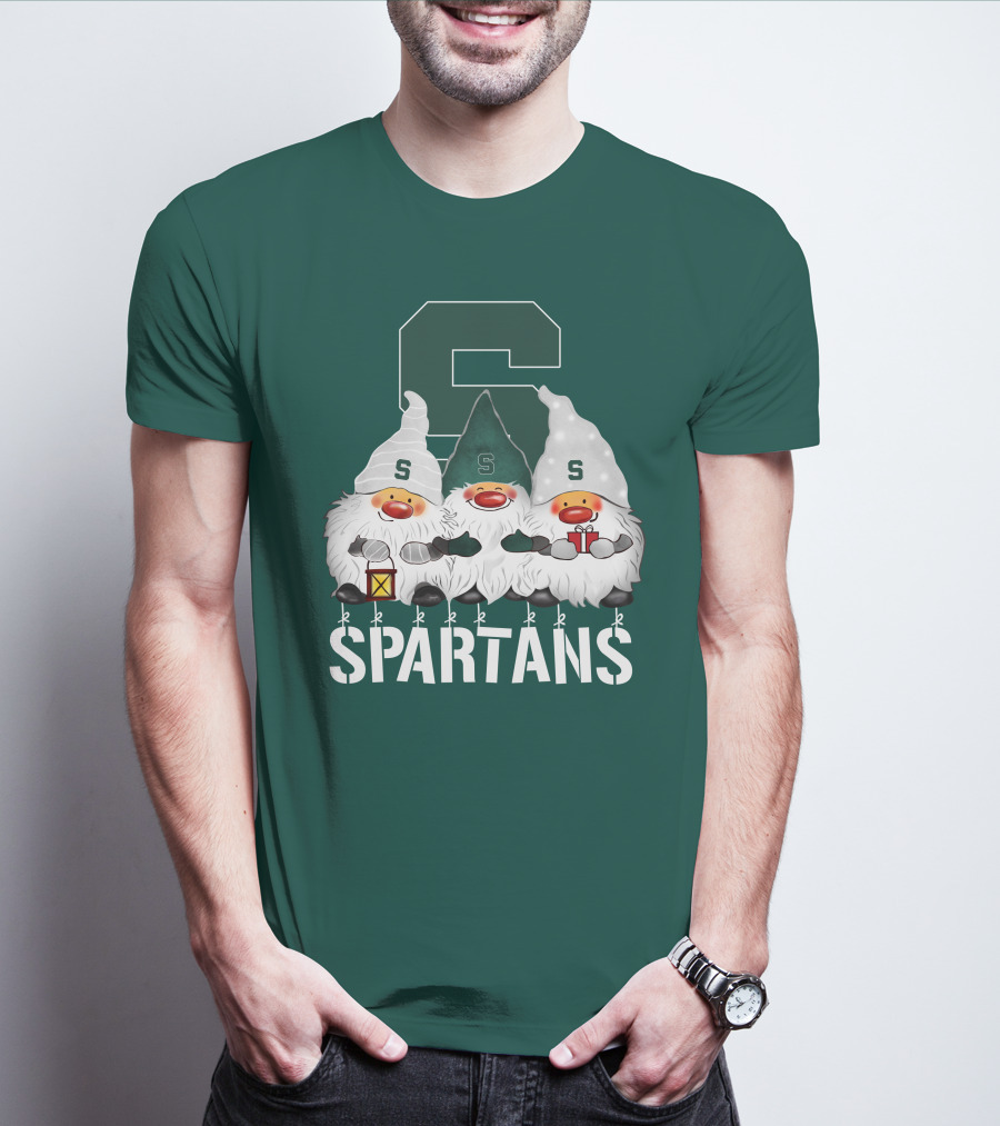 Michigan State Spartans Christmas Gnomes Holiday Celebrations T-Shirt