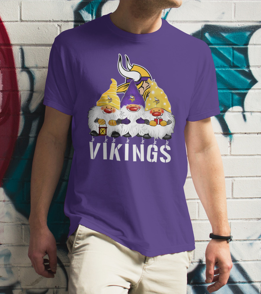Minnesota Vikings Merry Christmas Happy Holidays Gnomes T-Shirt