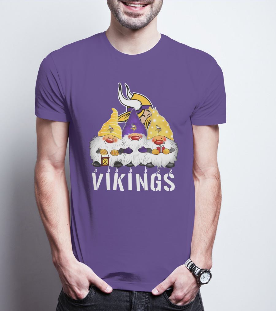 Minnesota Vikings Merry Christmas Happy Holidays Gnomes T-Shirt