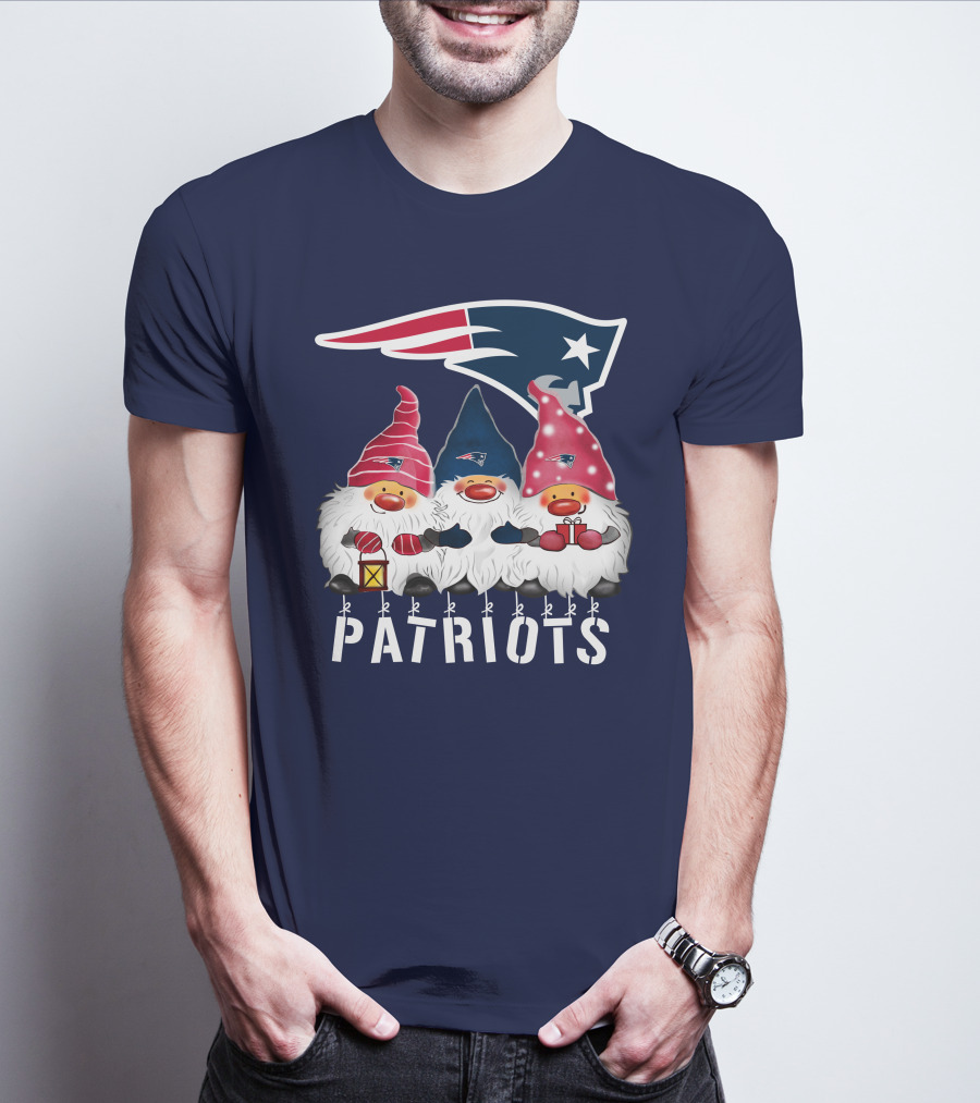 New England Patriots Merry Christmas Happy Holidays Gnomes NFL T-Shirt