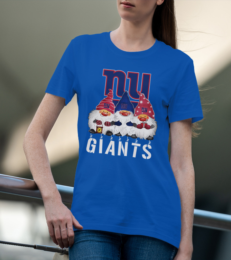 New York Giants Merry Christmas Happy Holidays Gnomes T-Shirt